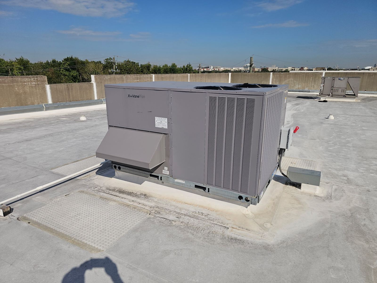 Newly installed packaged rooftop unit